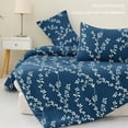 thumbnail image 3 of Exclusivo Mezcla 3-Piece Floral King Size Comforter Set, Microfiber Bedding Down Alternative Comforter for All Seasons with 2 Pillow Shams, Navy, 3 of 7