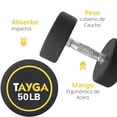 thumbnail image 2 of Par de Mancuernas Redondas de Acero y Caucho Tayga 50 Lb., 2 of 4