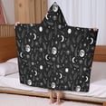 thumbnail image 5 of Black White Moon Leaf Eye Star Pattern Hooded Bath Towel，60"x35" for Ages 3 To 12 Kids, Quick Dry Lightweight Soft Microfiber Hood Beach Towel Cover Up for Kids, 5 of 7