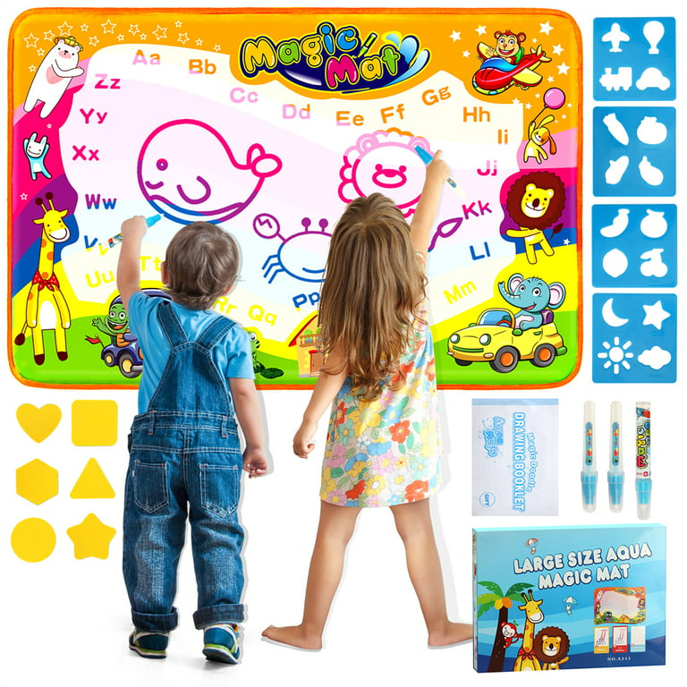 Wharick Doodle Mat with Cleaning Cup Washable DIY Reusable School