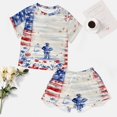 thumbnail image 4 of 4th of July Women's Ruffle Short Sleeve Tops And Shorts Cute Peeps Bunny Pajamas Sets, 4 of 7