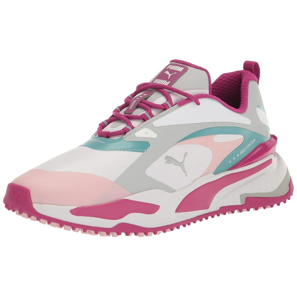 PUMA Women's Gs-Fast Golf Shoe, White/Chalk Pink/Porcelain, 7