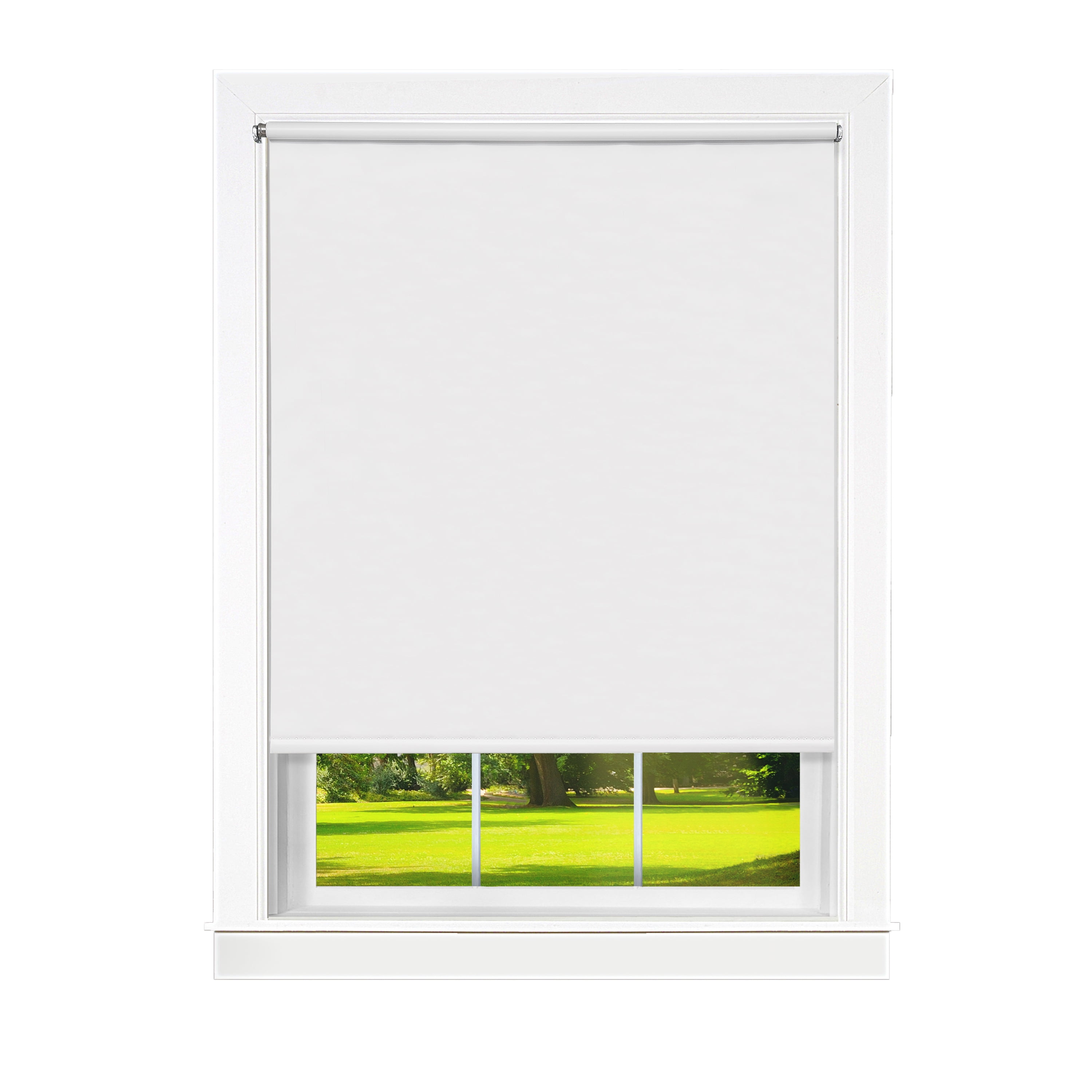 Photo 1 of Achim Cords Free Tear Down Indoor Cordless White Vinyl Light Filtering Window Roller Shade, 72" L x 55" W