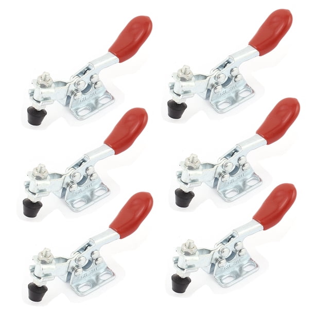 6Pcs GH-201 Abrazadera de palanca horizontal roja de sujeción rápida 27Kg 60 Lbs
