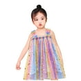 thumbnail image 3 of Girls Summer Dress Size 5 Years-6 Years Sleeveless Rainbow Tie Dyed Star Sequin Tulle Ruffles Princess Dress Dance Party Dresses Graphic Dress, 3 of 4