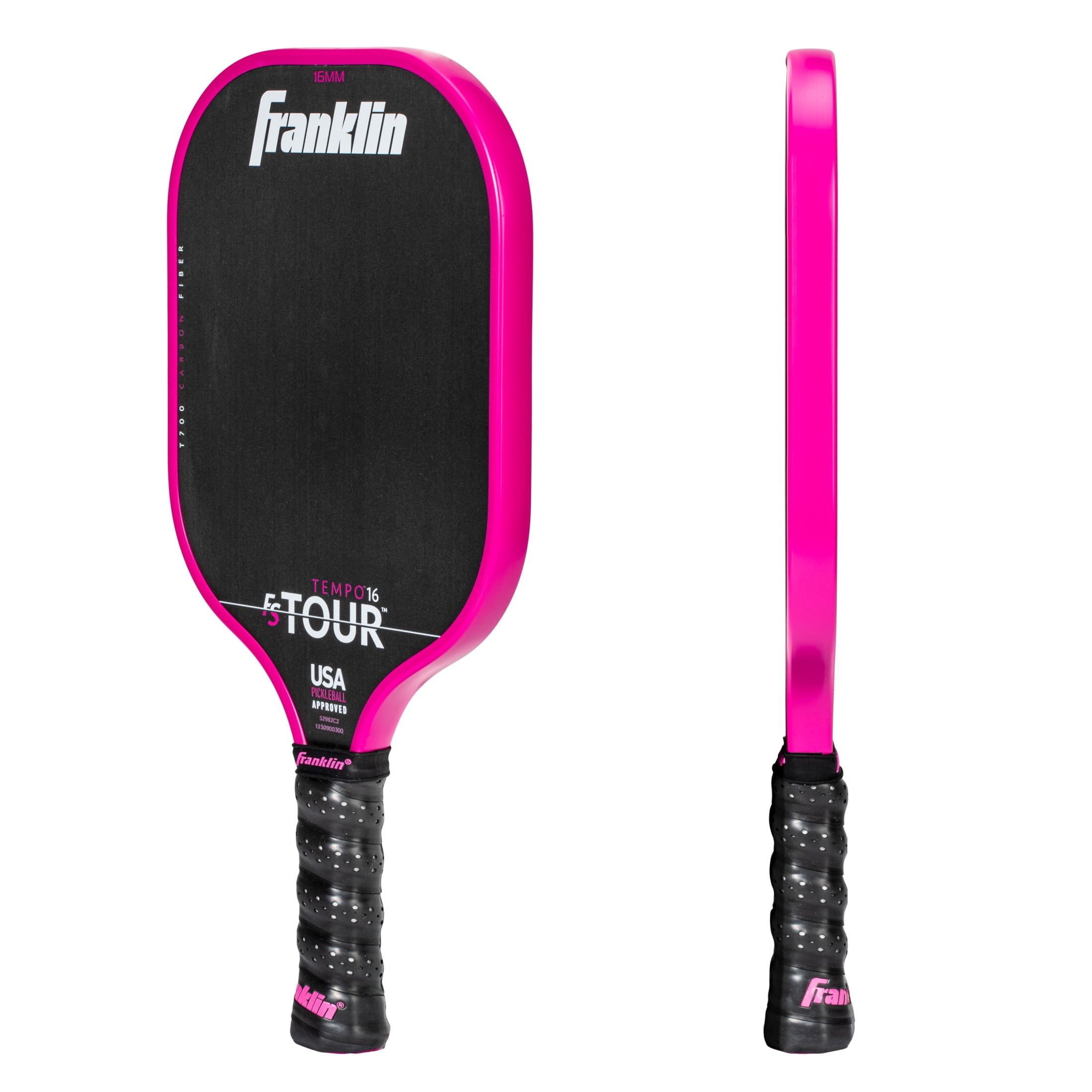Franklin Sports Pro Pickleball Paddles - FS Tour Series Carbon Fiber Pickleball Paddles - Official USA Pickleball (USAPA) Approved Paddles - Tempo Pro Player Paddle - 16mm Polymer Core - Pink