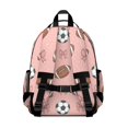 thumbnail image 3 of Football and Rugby Pink Pattern Cute School Backpack Bag for School with Padded Back and Adjustable Shoulder Straps 15.25"x11.5"x5.25", 3 of 5