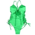 thumbnail image 7 of 2023 New Swimsuits Arrving!TIANEK Special Women One-Piece Swimsuit Retro Mother's Day Solid Bandage Halter Suspender Hollow Out Backless Summer Pool Bikini Clearance, 7 of 7