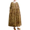 thumbnail image 1 of Vestido Irfora Vestido suelto de mujer con bolsillos Manga larga Impreso Vintage Casual Vestido de vacaciones Irfora Vestido, 1 of 7