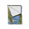 thumbnail image 2 of Palm Tree Soft Flannel Fleece Throw Blanket, Tropical Sandy Beach with Palm Trees Maldives Coastline Peaceful Theme, Cozy Plush for Indoor and Outdoor Use, 50" x 70", Coconut and Blue, by Ambesonne, 2 of 6