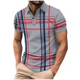 thumbnail image 1 of COM1950s Men's Short Pants, Summer Men's Striped Printed Short Sleeved Lapel Top/Shirt, 1 of 6