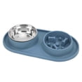 thumbnail image 2 of Cuencos de agua y comida para mascotas Cuencos dobles antideslizantes y extraíbles para perros y gatosAzul, 2 of 5