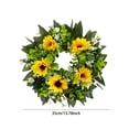 thumbnail image 3 of Cadancy Artificial Sunflower Wreath Front Door Hanging Garland with Floral Blooms and Foliage Leaves for Spring Summer Outdoor Porch Wall Decor Farmhouse Home Decoration Housewarming Gift, 3 of 7