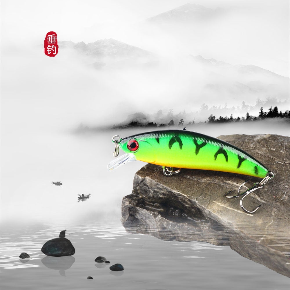 HENGJIA Fishing Lures Large Hard Bait Minnow VIB Lure with Treble Hook Life-Like Swimbait Fishing Bait Popper Crankbait Sinking Lure for Trout Bass Walleye Redfish, 10PCS