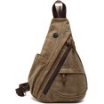 thumbnail image 1 of （Marrón）Bolso de pecho retro para hombre, mochila para mujer, bolso bandolera de lona, ​​bolso bandolera para negocios, universidad, escuela, ciclismo, camping, viajes, 1 of 5