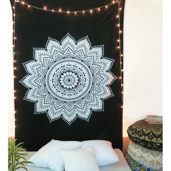 Green Tie Dye Tree Of Life Elephant Tapestry Twin Size Beach Throw Blanket Boho Wall Hangings Beadspread Picnic Blanket by Oussum
