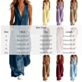 thumbnail image 3 of Women's Fashion Casual Solid Color Deep V Halter Neck Sleeveless Jumpsuit Ruched Detail Pockets Long Pants One Piece Coffee S(S), 3 of 7