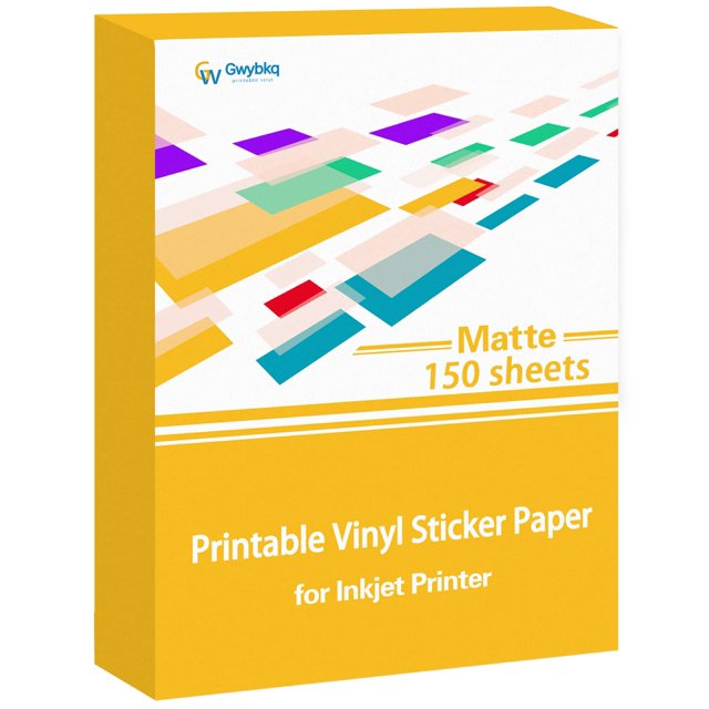 Gwybkq Premium Printable Vinyl for Inkjet Printer 150 Matte Sticker Papers 8.5’’x11’’ Waterproof White Labels Decal Paper for Cricut