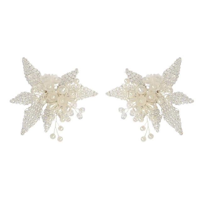 1 pareja decorativa cristal zapato hebillas encantador y elegante zapato de perla clip