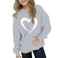 thumbnail image 2 of FAWUUDO Boys Girls Romantic Valentines Hoodie Long Sleeve Big Kids Casual Graphic Print Pullover Cozy Winter Fall Top Gray 7-8 Years, 2 of 6