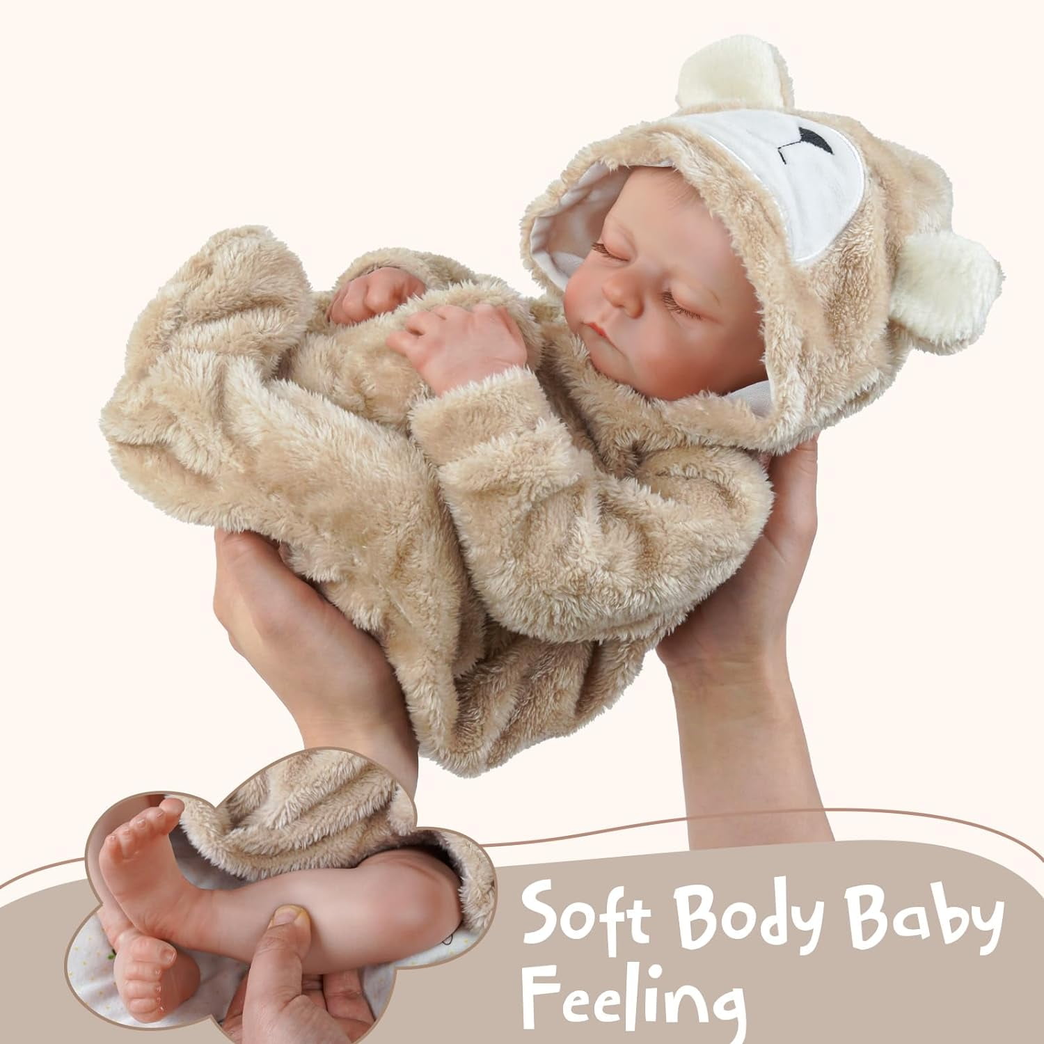 RSG 17-inch Reborn Baby Dolls Sleeping Soundly with Eyes Closed Real Life Baby Dolls Kids for Age 3 +