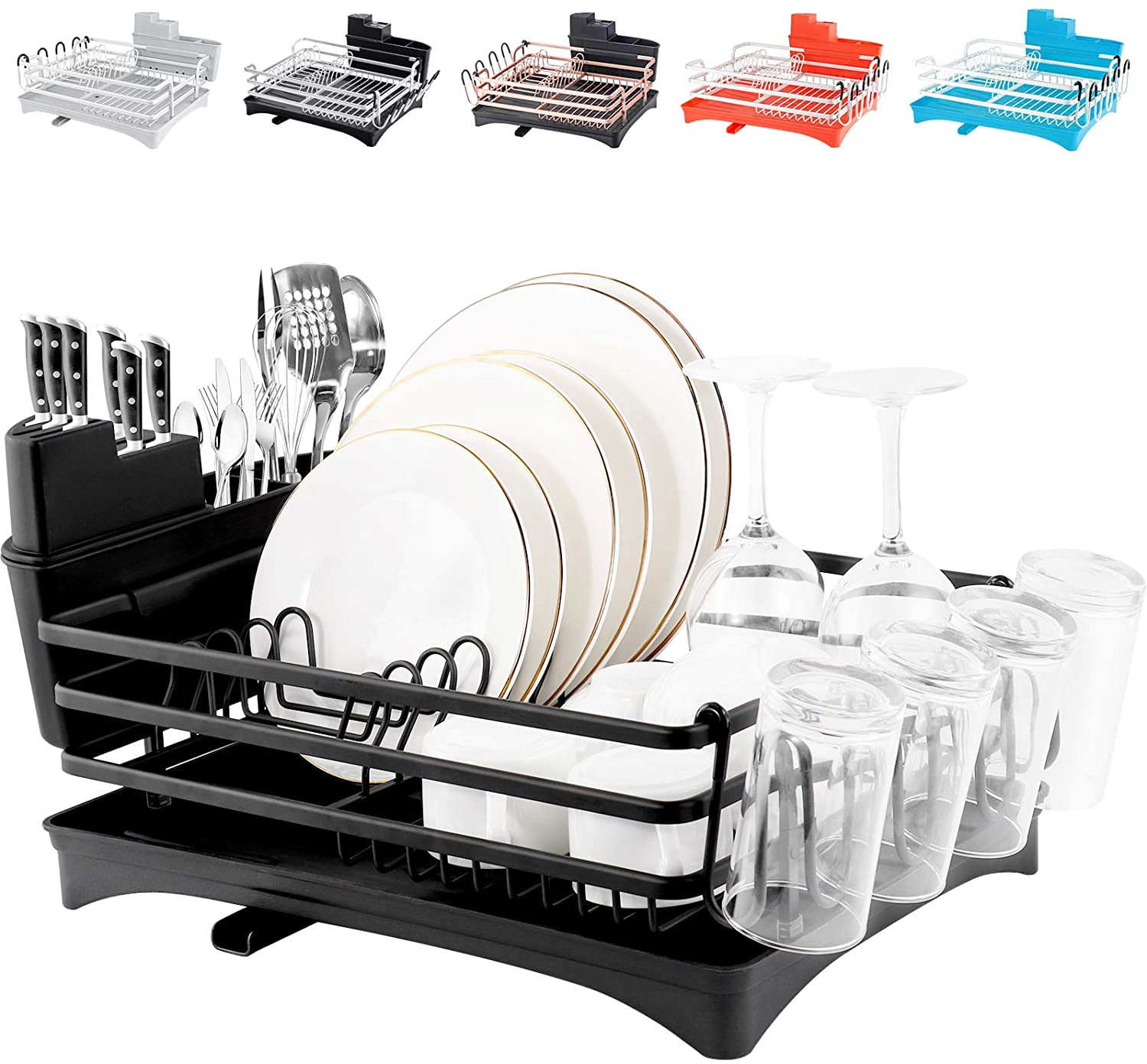 Home & Kitchen Compact Space Saving Plastic Dish Drainer Draining Rack
