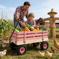 thumbnail image 4 of Wooden Pink Garden Wagon for Kids & Adults - Durable Utility Cart for Yard Work, Toy Storage & Outdoor Adventures, 4 of 20