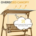 thumbnail image 3 of 2 Seat Outdoor Patio Swing Chair, Wooden Porch Swing Bench with Canopy and Hanging Chains, Outdoor Swing Loveseat with Stand for Backyard, Poolside, Garden, 3 of 7