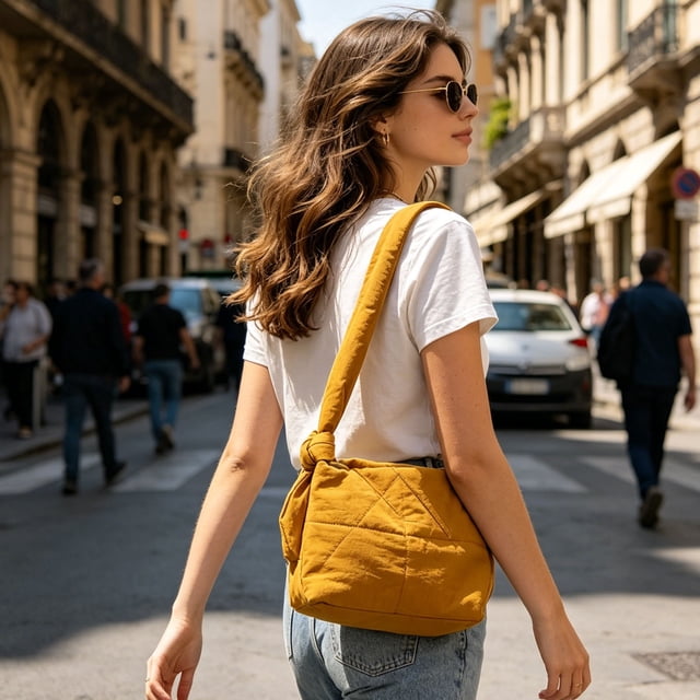 Bolso bandolera acolchado de nailon para mujer – Bolso cruzado de color liso para ir al trabajo, bolso pequeño de gran capacidad para guardar artículos esenciales diarios.