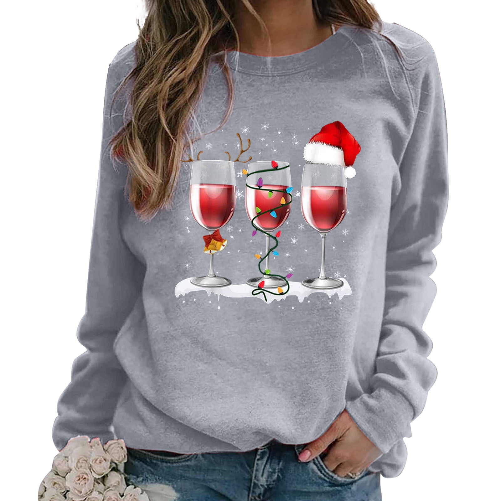 christmas wine glass shirt