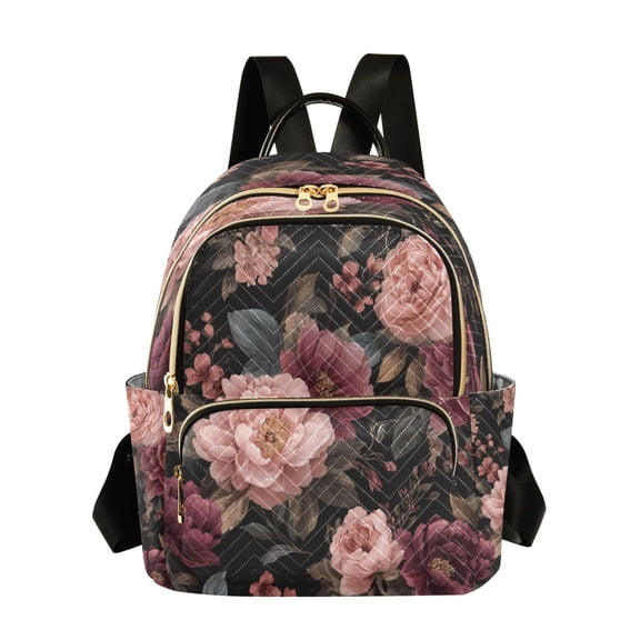 Quilted Backpack Fashion Backpack 10.23*5.11*12.59 Inch Women's Fashion Backpack Picnic Shopping Travel Out Sports backpack Rose Flowers