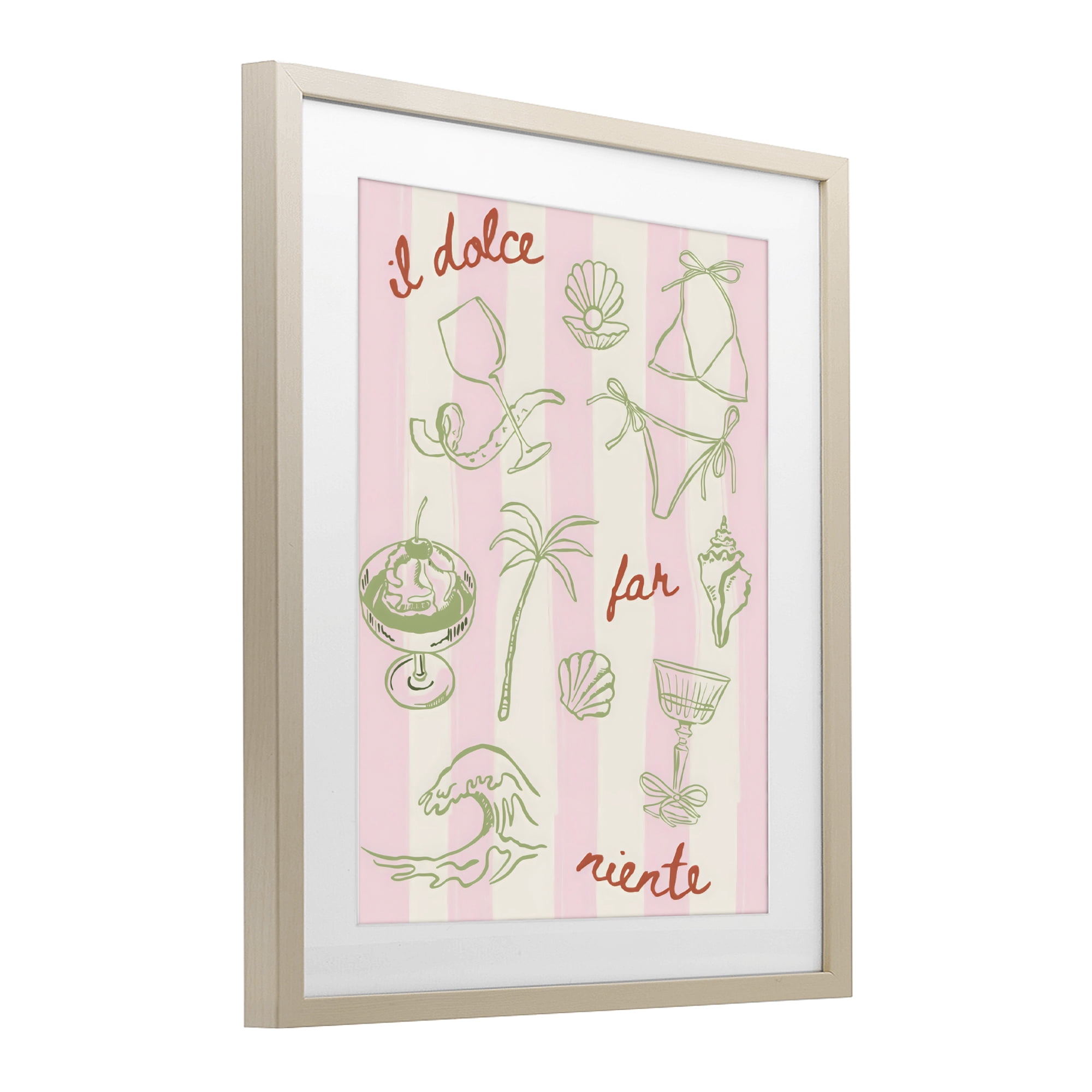 Stupell Industries Il Dolce Far Niente Beach Saying Birch Framed Print Under Glass, design by The Prints Vibe