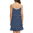 thumbnail image 3 of WBQ Women's Nightgown Sleeveless Polka Dot Sleepshirts Button Loungewear House Dress Soft Comfy Nightshirt Henley Nightdress, Dark Blue M, 3 of 9