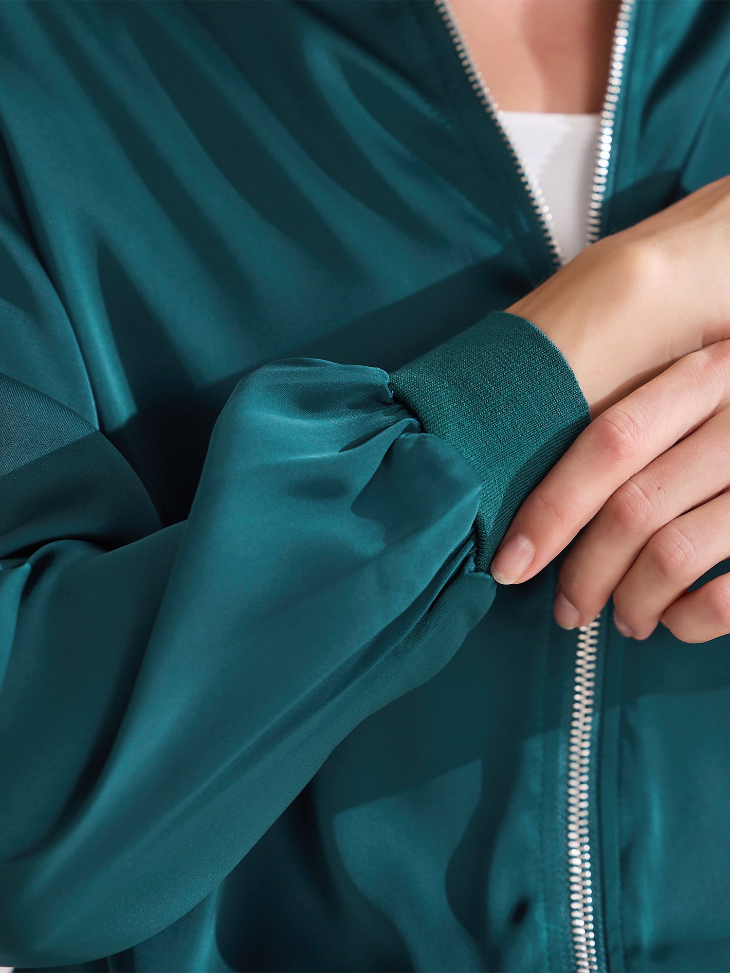 DARING DIVA Zip Up Coat Long Sleeve Outerwear  Lightweight Top S Blue Green