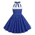 thumbnail image 2 of 3-8 Years Polka Dot Dress for Girls 50s 60s Rockabilly Halter A-line Dresses Casual Flowy Vintage Audrey Dress for Party, 2 of 5