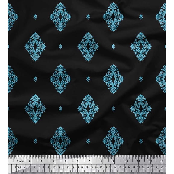 Soimoi Rayon Fabric Filigree Damask Printed Fabric 1 Yard 42 Inch Wide