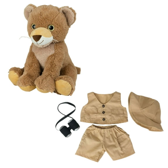 Plush Toy Kiki the Lion Cub 16 Inch with Safari Outfit  – Jungle Explorer Outfit Stuffed Animal,  Ideal Gift for Kids
