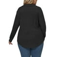 thumbnail image 2 of NISVIYA Oversized Workout Shirts for Women Casual Solid Color Tops Fashion Ribbed Blouses Basic Classic Lapel V Neck Sweaters, 2 of 5