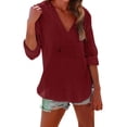 thumbnail image 2 of Gauze Hoodie for Women Sun Cover up for Women Linen Beach Cover up Gauze Coverups for Women Beach Jacket for Women Shirt Cover up Long Sleeve Swimsuit Cover Up,Wine,3XL, 2 of 9
