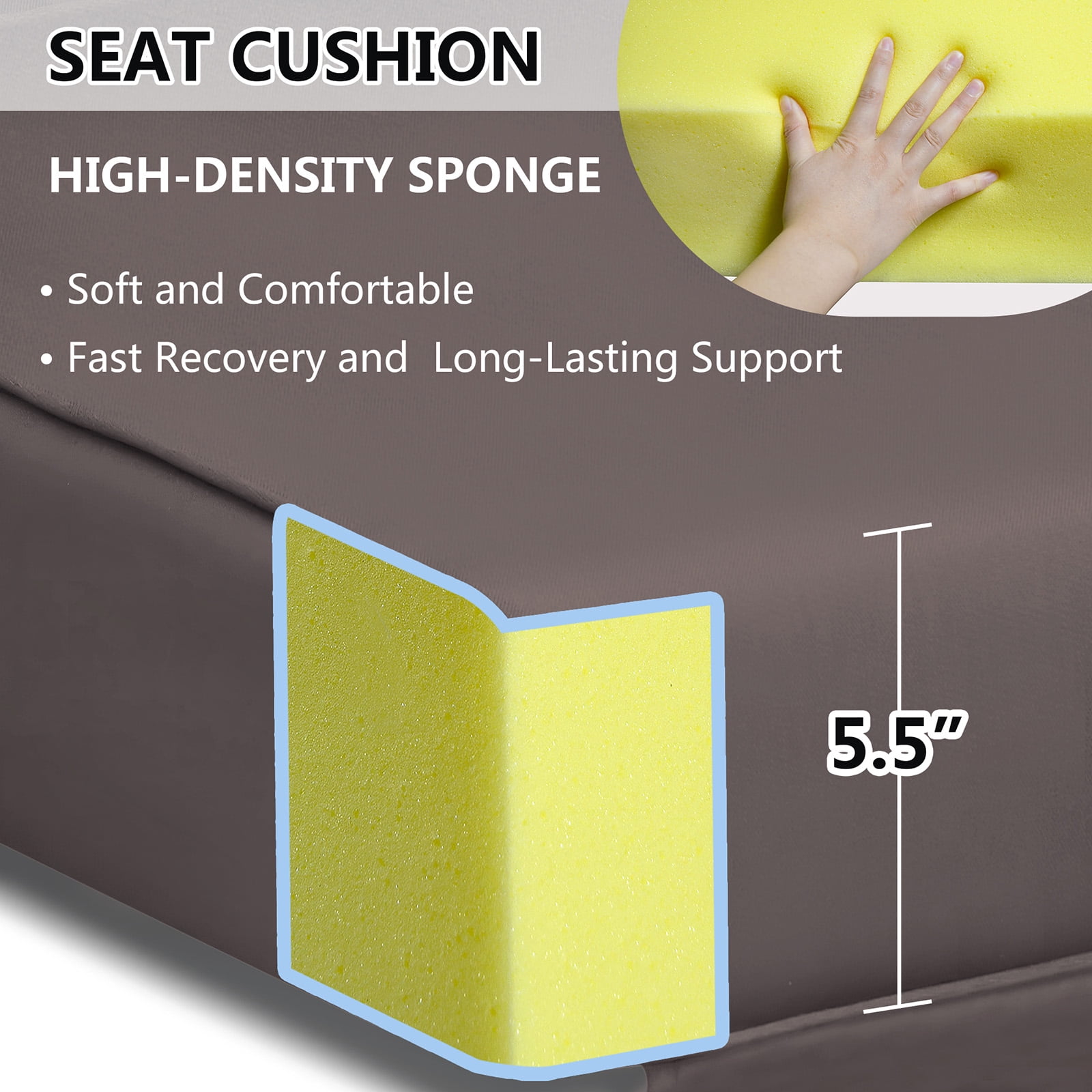 JP Outdoor Replacement Cushion for for Indoor or Outdoor Recliner Chair,Removable Cover,5.5” Thick,Anti-fade & Waterproof,Brown