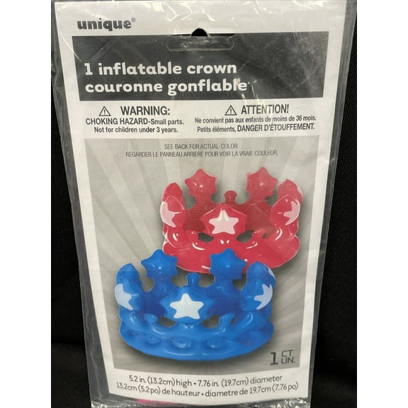 Inflatable Pink Crown 5.2” High 7.76” Diameter