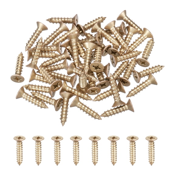 Uxcell 50Pcs ST6 x 25mm Pan Head Self Tapping Screws for Metal, Gold