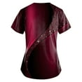 thumbnail image 3 of IYYVV Comfort Fit Stretch Women's Plus Size V-neck Scrub Top Fashion Printed Working Uniform Nurse Uniform Scrubs Pockets Scrub Tops Deep Red 3XL, 3 of 3