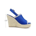 thumbnail image 2 of BLISSFUL STEP Women's Ankle Strap Platform Heels Espadrille Wedge Heel Sandals Deep Blue (Size 8.5), 2 of 7