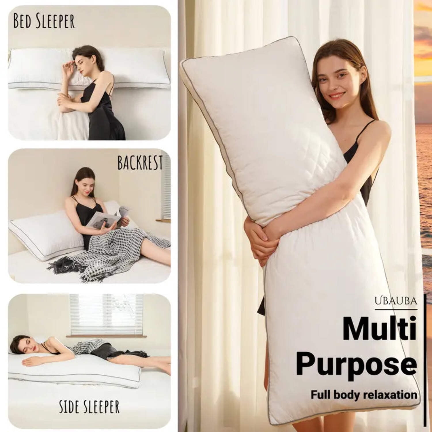 【Labor Day】Elnido QUEEN Memory Foam Body Pillow,Firm  Fluffy Long Bed Pillows for Sleeping,Large Body Pillows for Adults