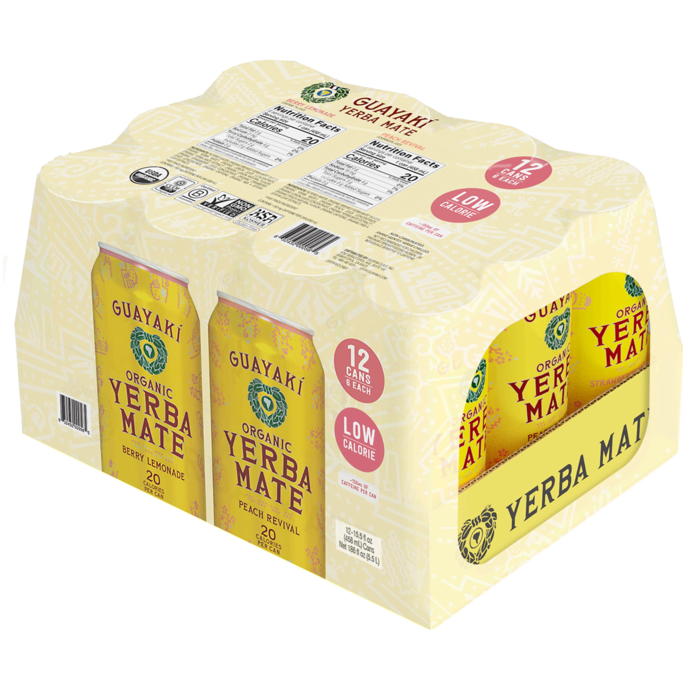 Guayaki Organic Yerba Mate Tea Variety Pack 15.5 fl oz Can, 12 Count