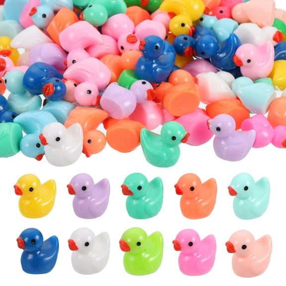 Mini Resin Ducks, Cute Tiny Ducks to Hide Miniature Figures Bulk Perfect for Dollhouse & Micro Fairy Garden & Landscape & Aquarium & DIY Craft Decor(Mixed Colors, 120pcs)