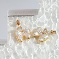 thumbnail image 4 of HETICA Gold Bow Earrings for Women, Heart Shaped Cubic Zirconia Stud Drop Bow Earrings Cute Sparkly Jewelry Gifts for Women, 4 of 7