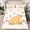 thumbnail image 7 of jejeloiu Cute Cartoon Capybara Twin Sheet Sets,Kawaii Pink Mushroom Twin Fitted Sheet,Colorful Flowers Daisy Flat Sheet For Girls Kids,Ultra Soft Home Decor,3 Pieces, 7 of 7