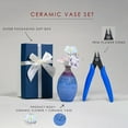 thumbnail image 3 of Small Ceramic Blue Snow Pottery Vase with Five Ceramic Flowers, 3 of 8